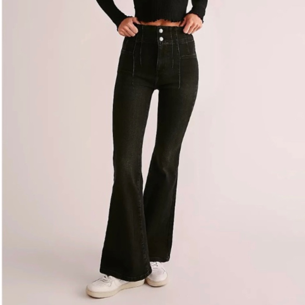 Free People Jayde Flare Jeans in Black